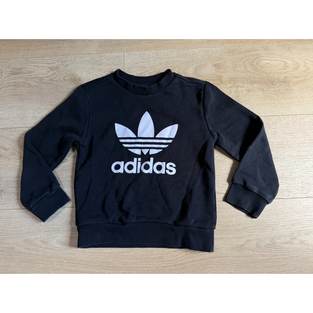 EUC Unisex Kids black Adidas Trefoil Crewneck Sweatshirt Size 5T